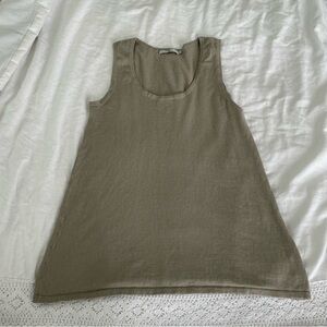 Jarbo Sz 42 US Large tank top sleeveless tan brown cream Silk cashmere cotton
